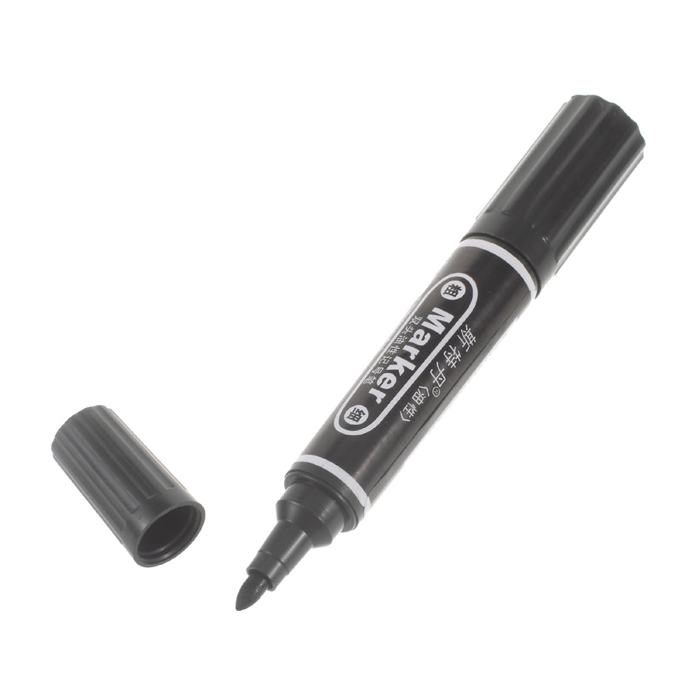 STERDAM Oil-based Double-head Permanent Marker Pen with Bullet & Chisel Tips - Black