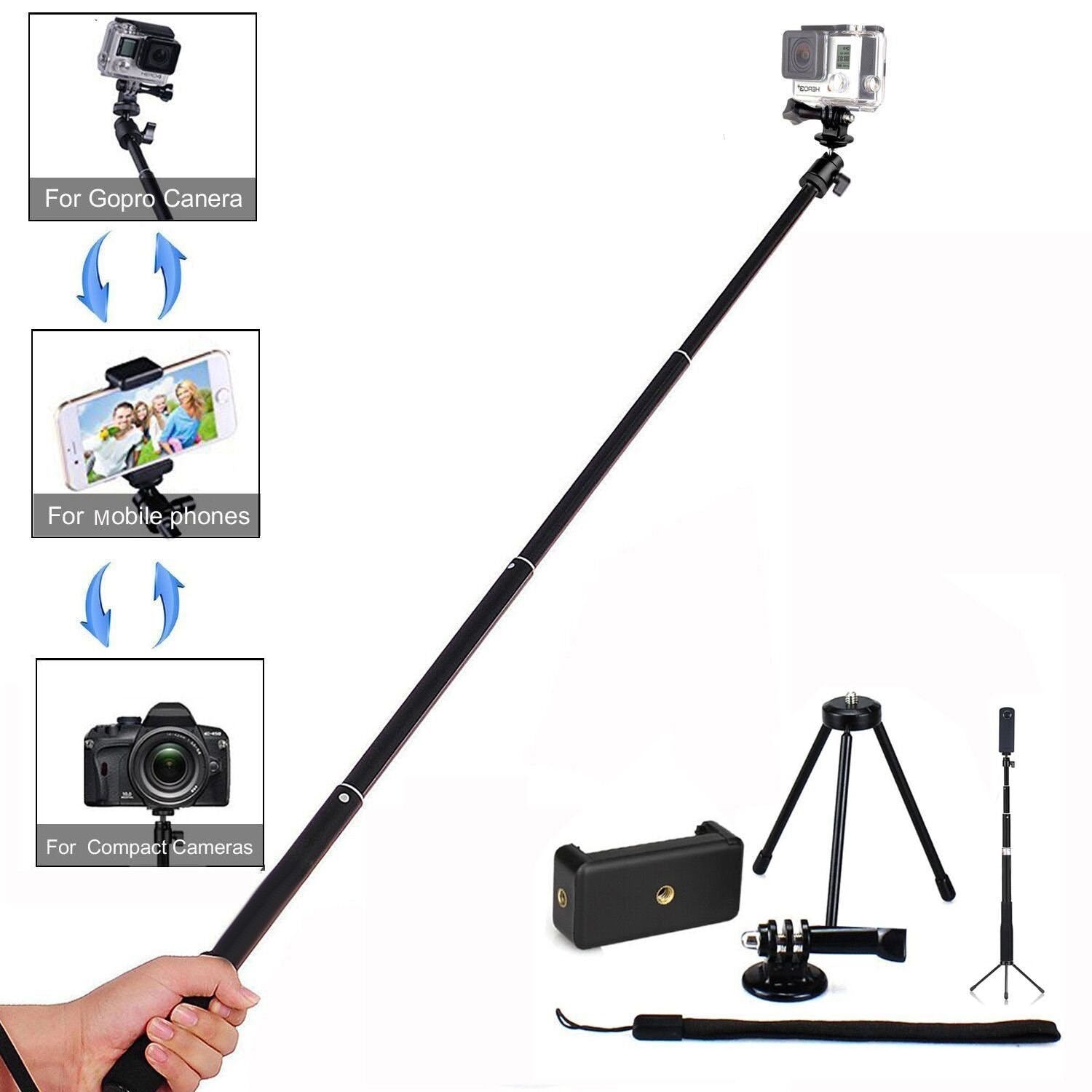 LDX-801 Extendable Hand Grip Monopod Adjustable Pole Handle for Action Camera