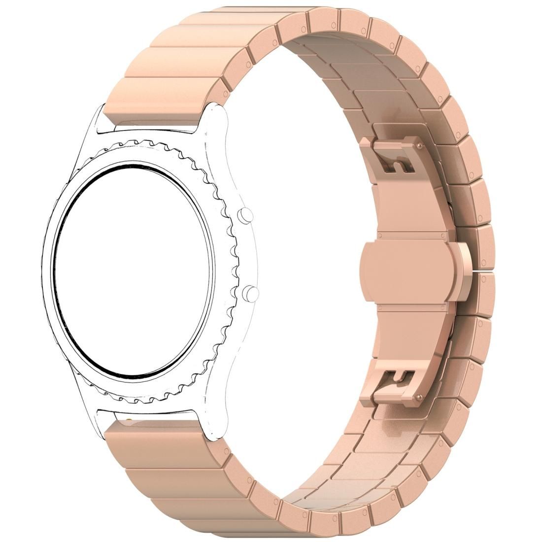 For Galaxy Watch 42mm Butterfly Buckle Stainless Steel Strap (Rose Gold)
