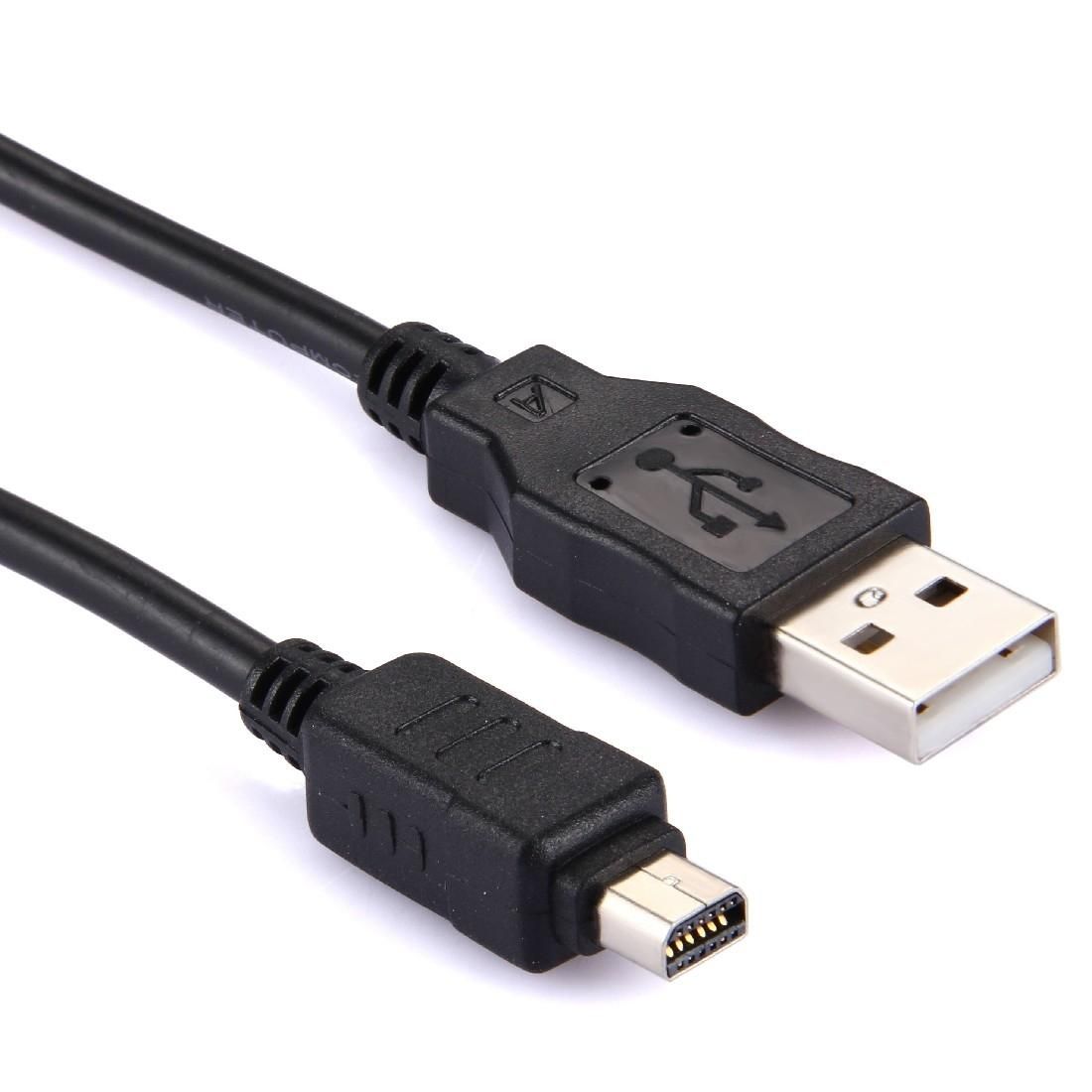 12 Pin Digital Camera USB Data Cable for Olympus FE140 / U830 / U840 / U850 / D425 / D435, Length: 1.5m (Black)