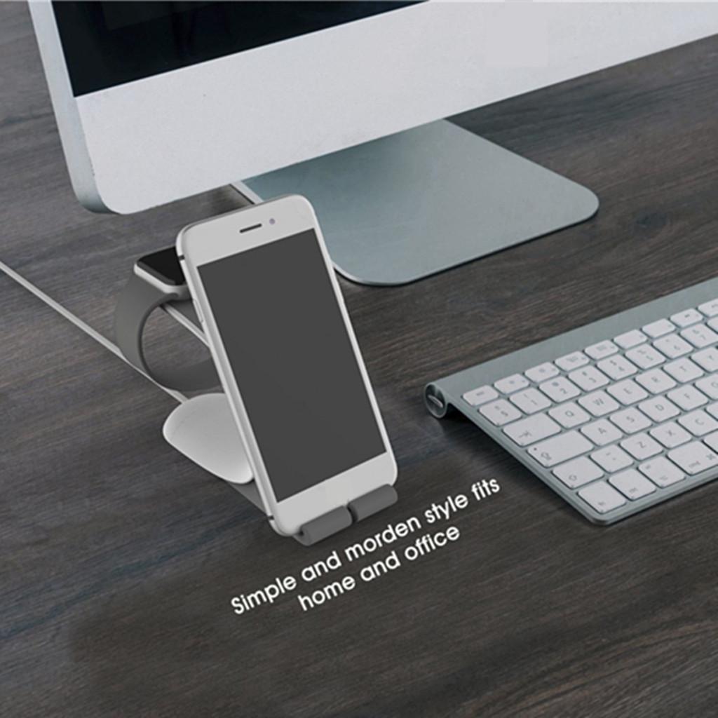 2 in 1 Desktop Station Charging Dock Holder for Apple iPhone iWatch Grey