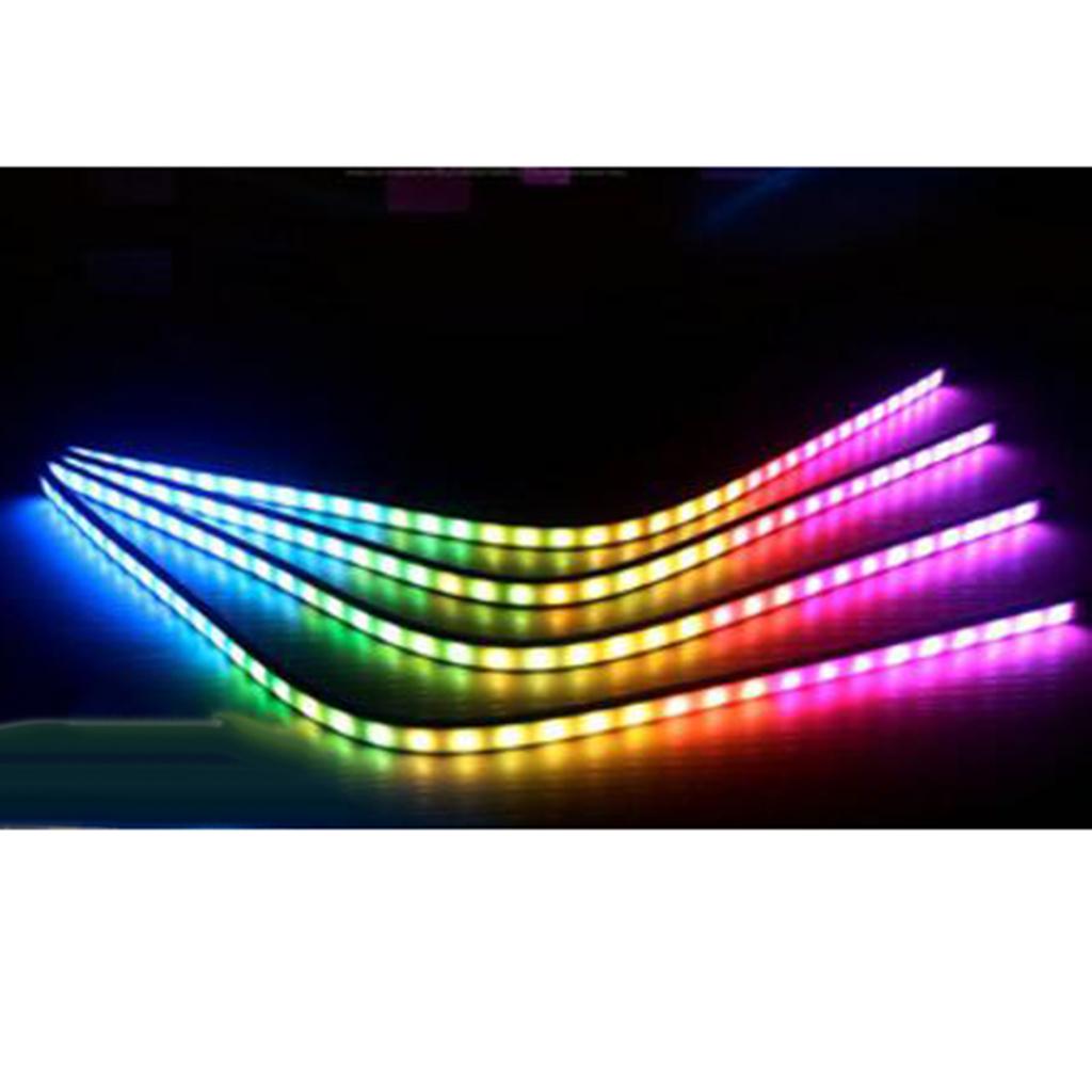 2 Pieces 5050-SMD RGB Car Grille Lamp LED Strip Neon Flash Lamp Multi Color