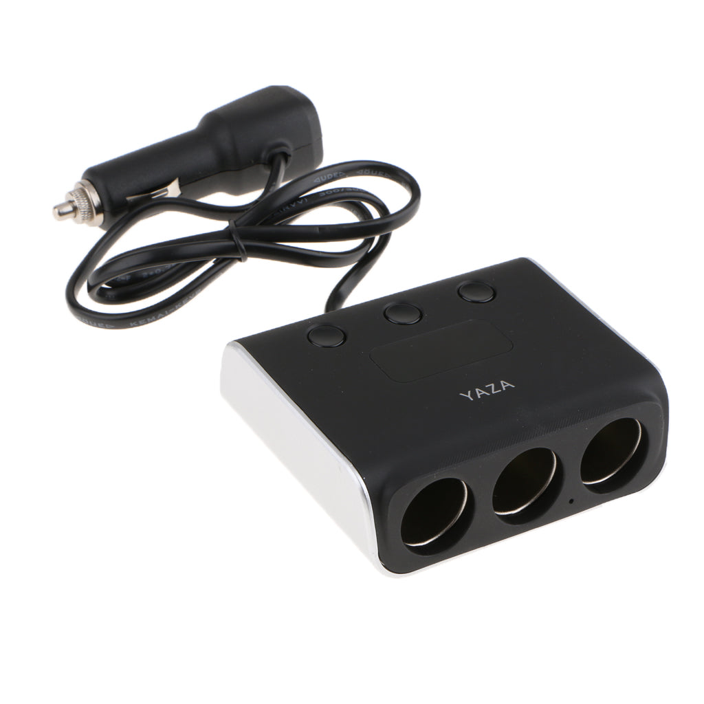 12V-24V Car 3 Way Cigarette Lighter Socket Splitter Dual USB Charger Adapter