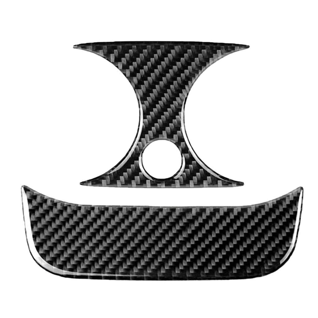 2PCS Rear Carbon Fiber Car Outlet Cover Sticker for  Black