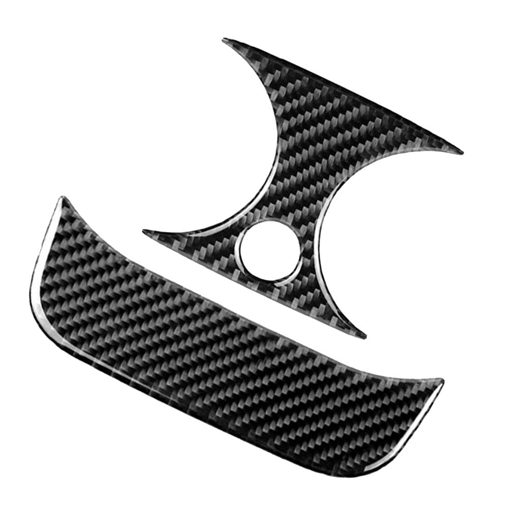 2PCS Rear Carbon Fiber Car Outlet Cover Sticker for  Black