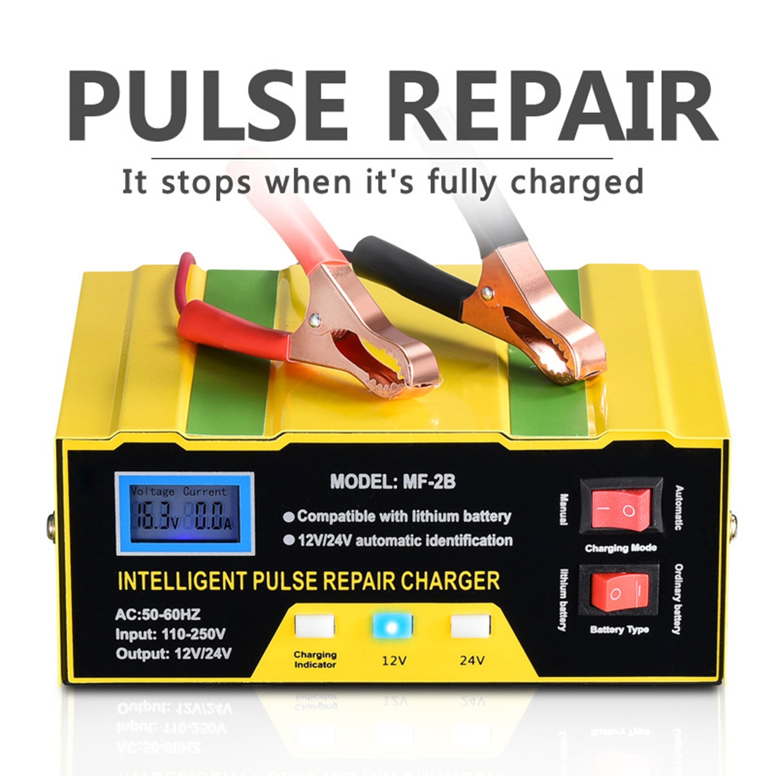 10A 12/24V Electric Smart Pulse Repair Car Battery Charger Lead Charger