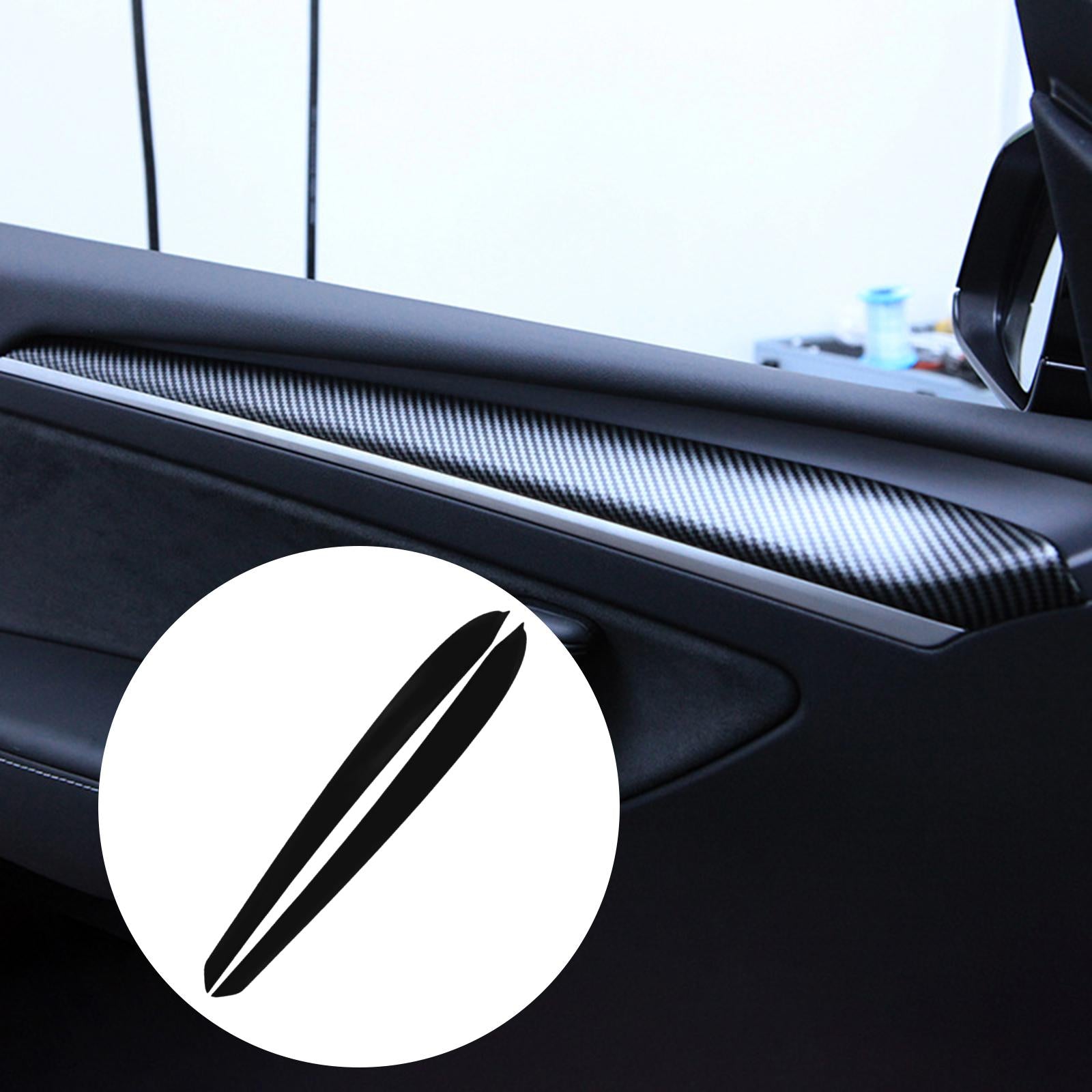 2Pcs Inner Door Panel Strip Trim for Tesla Model 3/Y 2020-2021 Matte Black