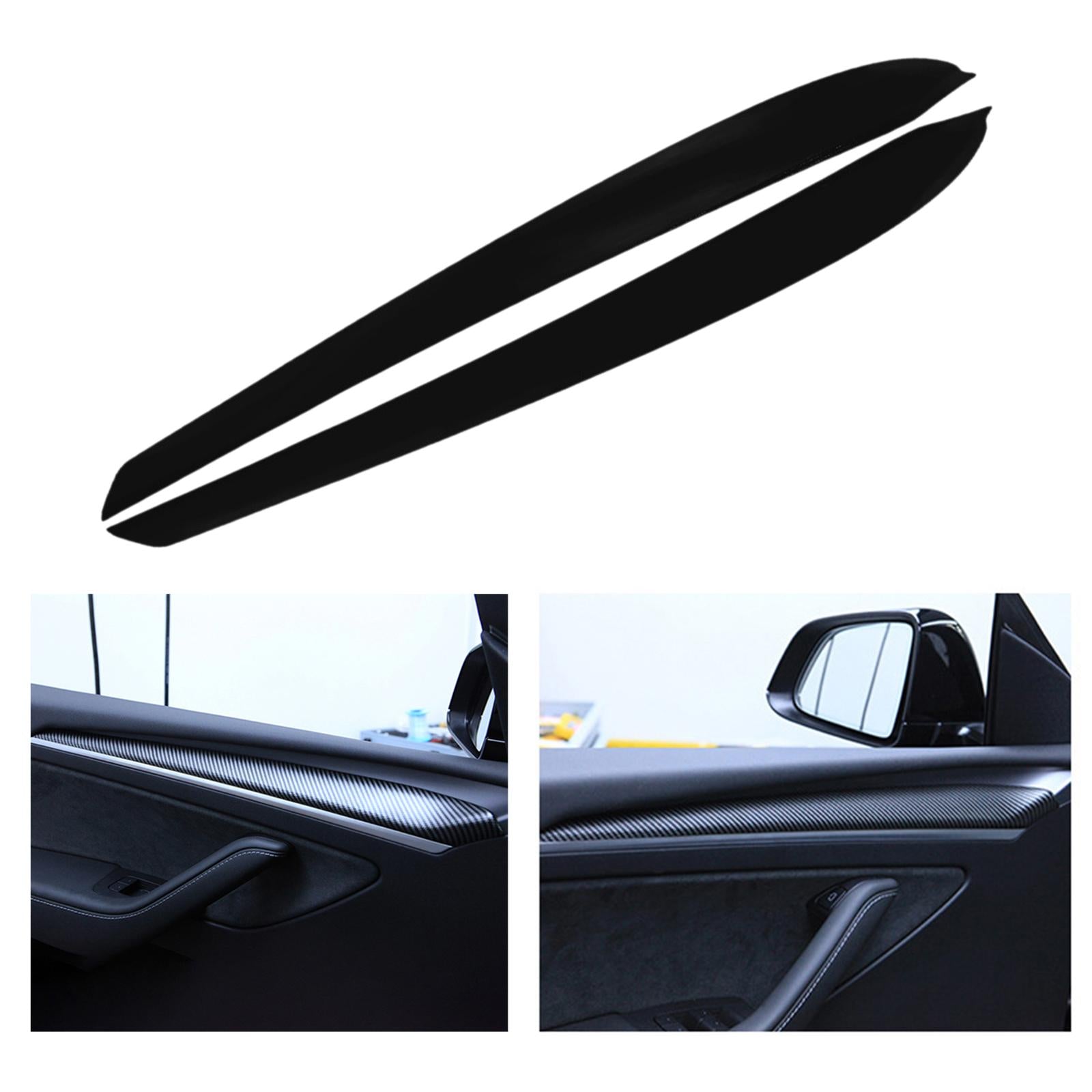 2Pcs Inner Door Panel Strip Trim for Tesla Model 3/Y 2020-2021 Matte Black