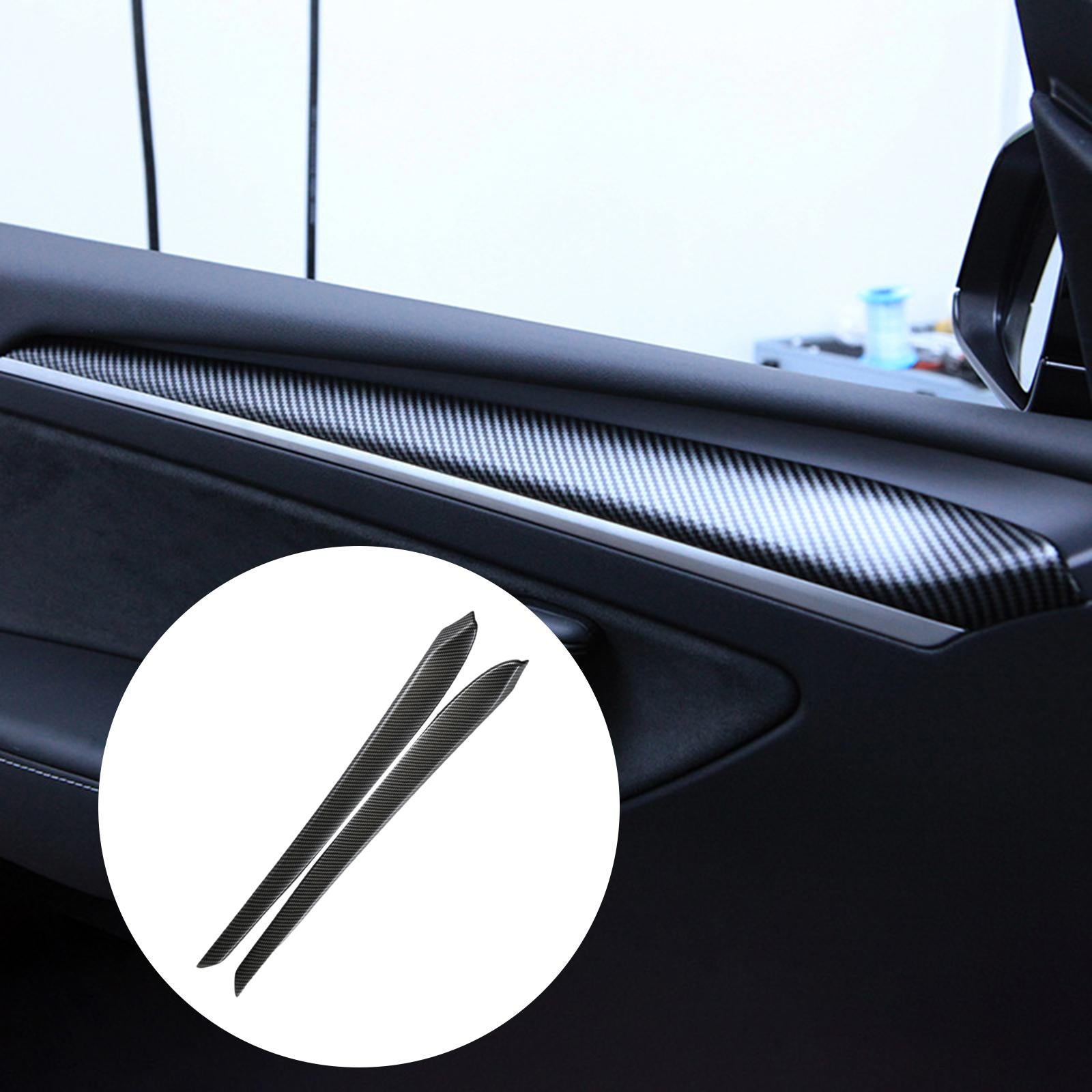 2Pcs Inner Door Panel Strip Trim for Tesla Model 3/Y 2020-2021 Matte Carbon