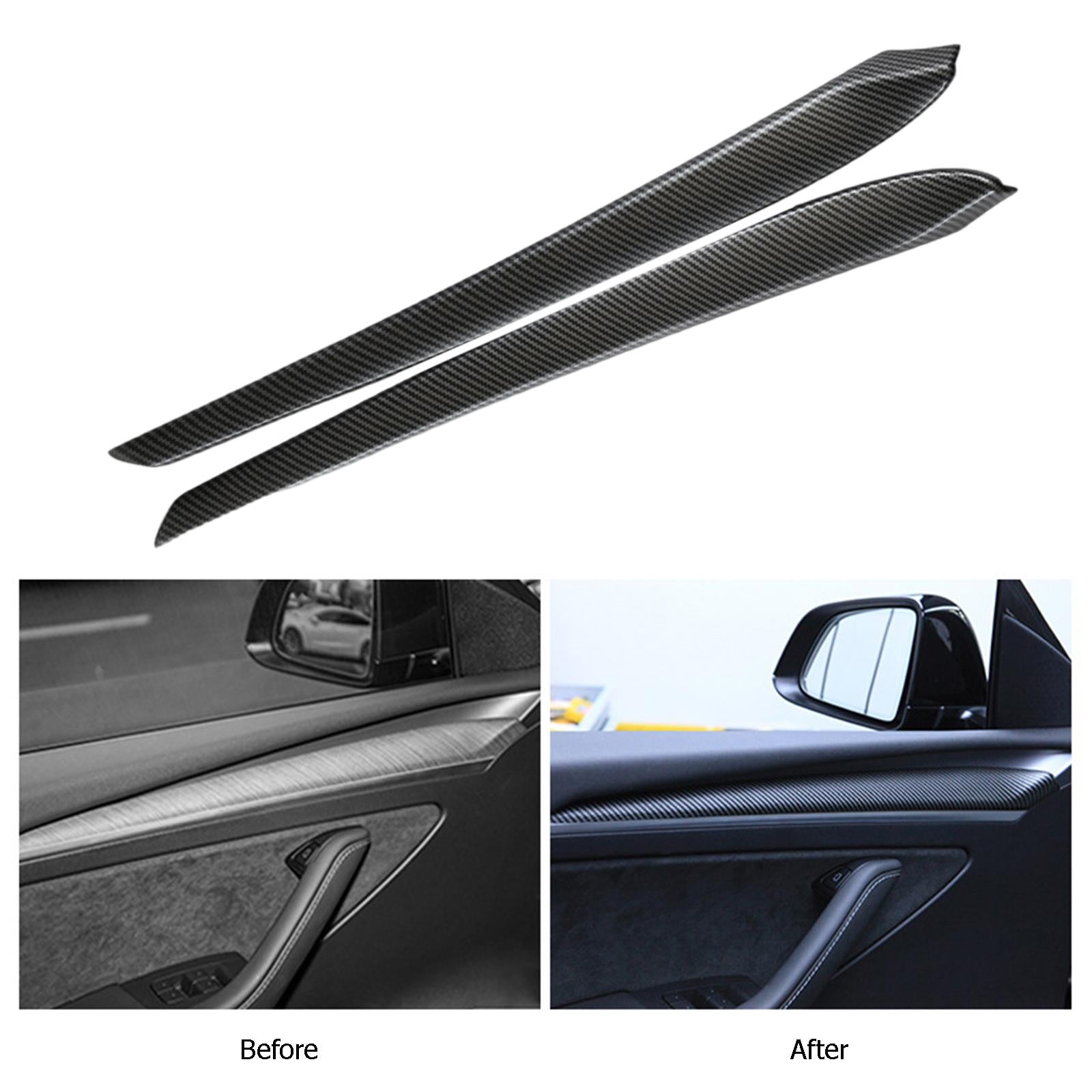 2Pcs Inner Door Panel Strip Trim for Tesla Model 3/Y 2020-2021 Matte Carbon