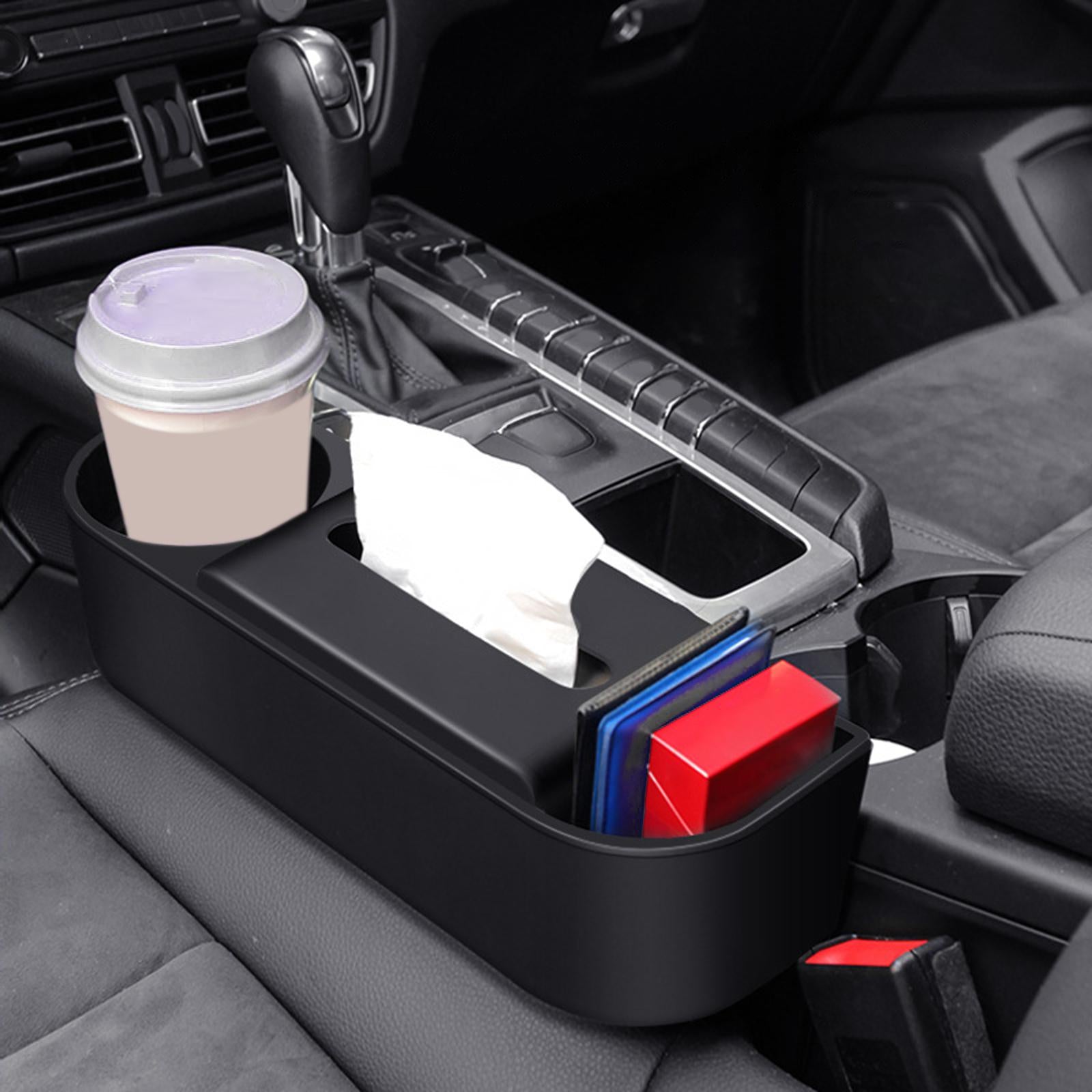 2Pcs Car Seat Gap Filler Side Pocket Organizer Coins Keys Cup Holder Black