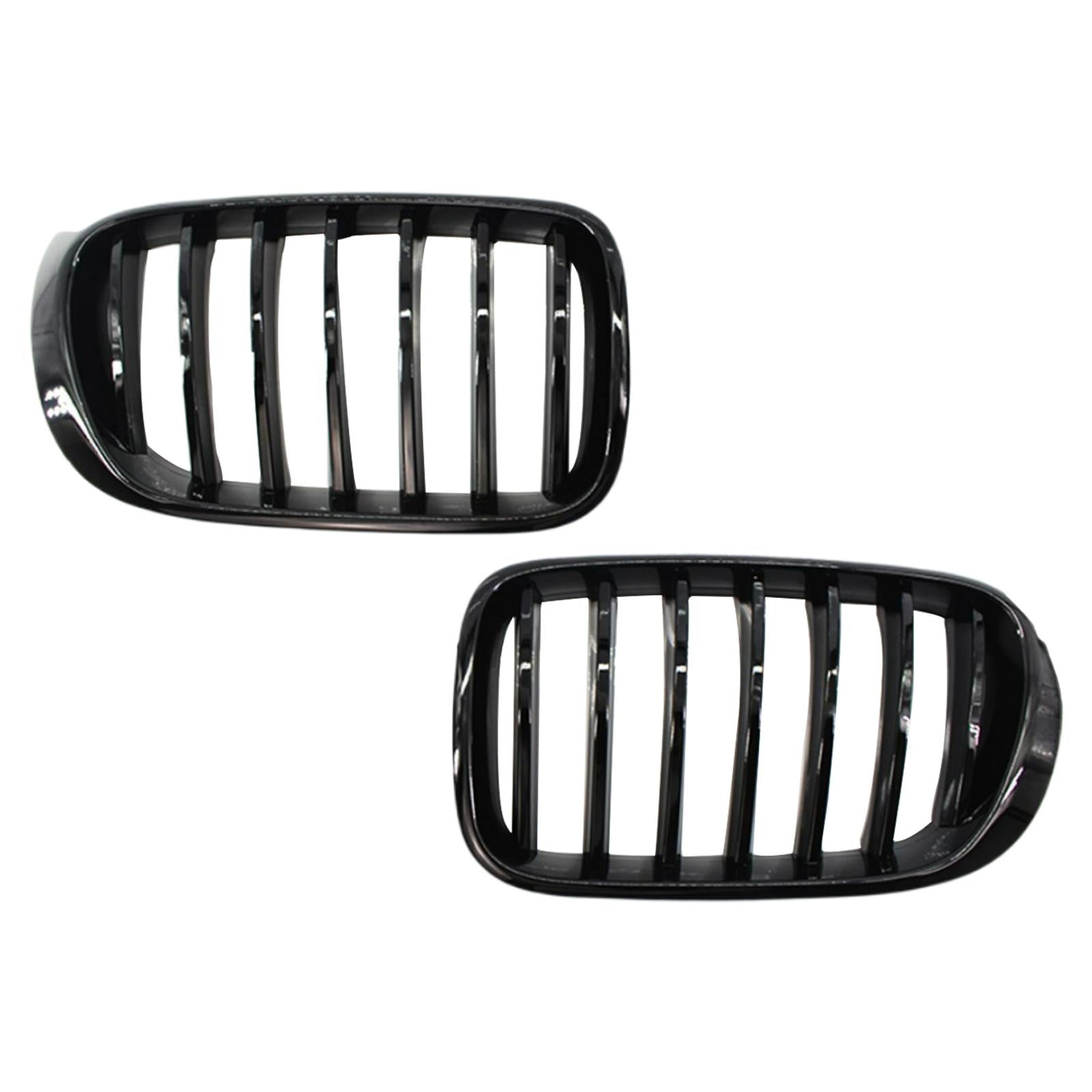 2Pcs Front Bumper Grille Kidney Grill Fit for BMW F26 3 Series 14-17 Parts Gloss Black