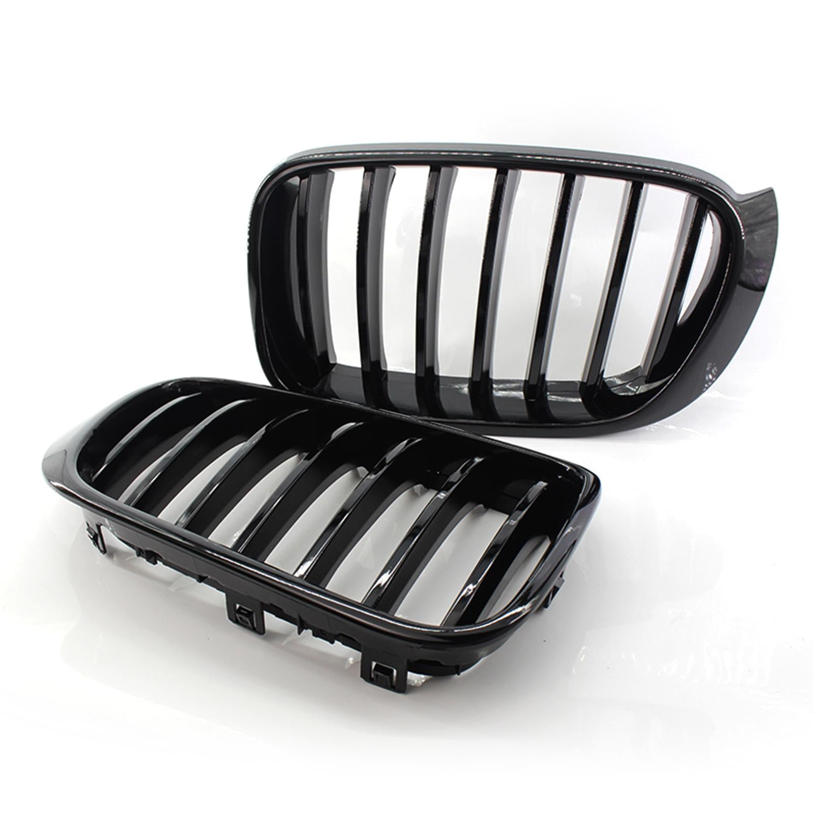 2Pcs Front Bumper Grille Kidney Grill Fit for BMW F26 3 Series 14-17 Parts Gloss Black