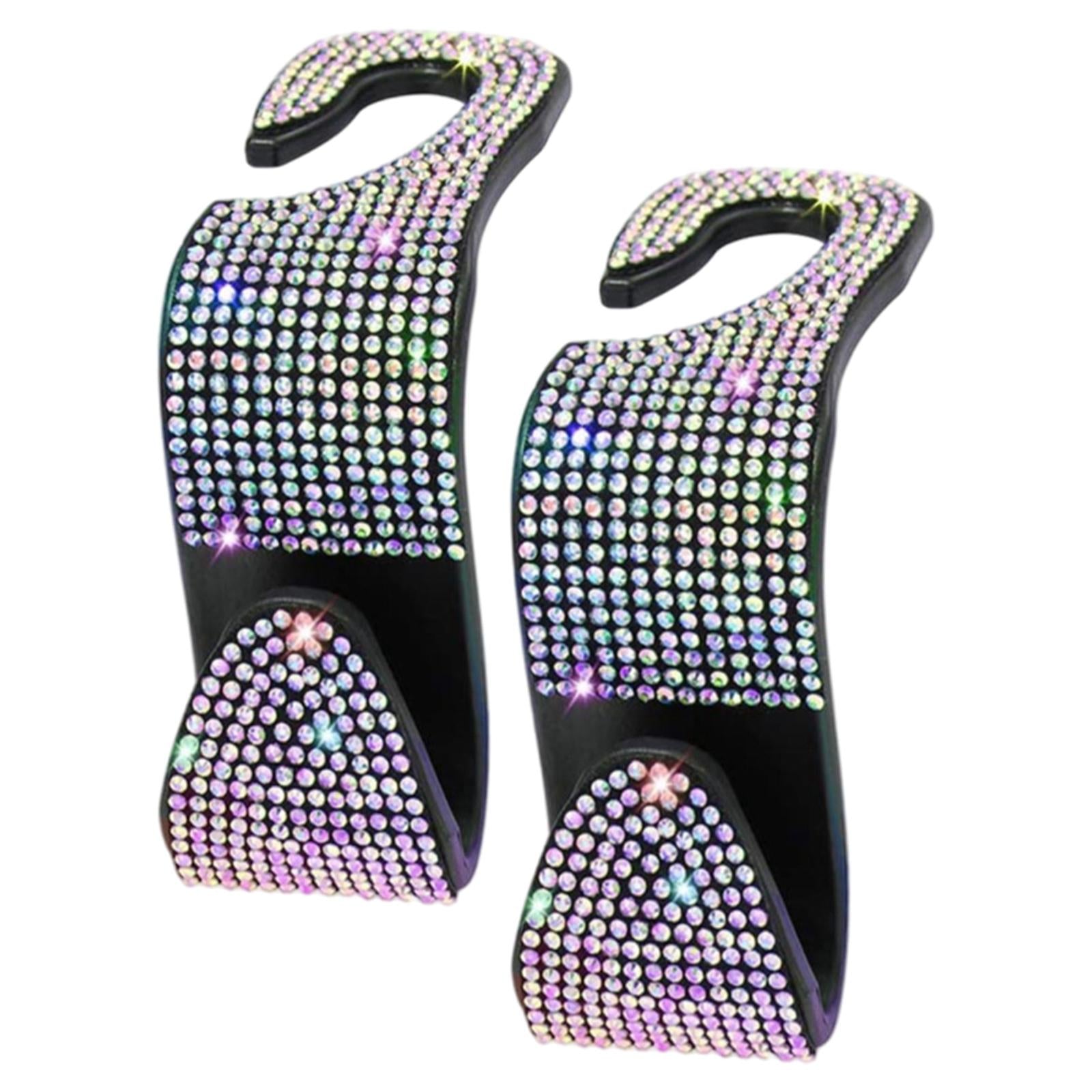 2Count Rhinestone Diamond Car Seatback Storage Hook Hanger Colorful