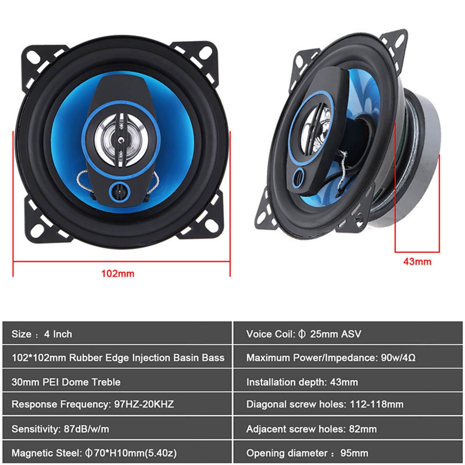 2 Pieces 4 300W Car Speaker Set Loudspeaker Easy Mounting Professional