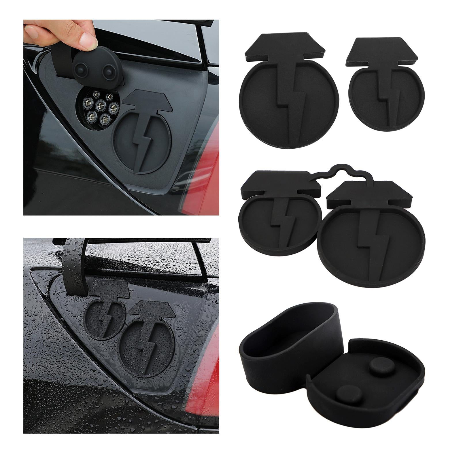 2Pcs Car Charging Port Dustproof Covers for Tesla Model 3 Model Y Separate