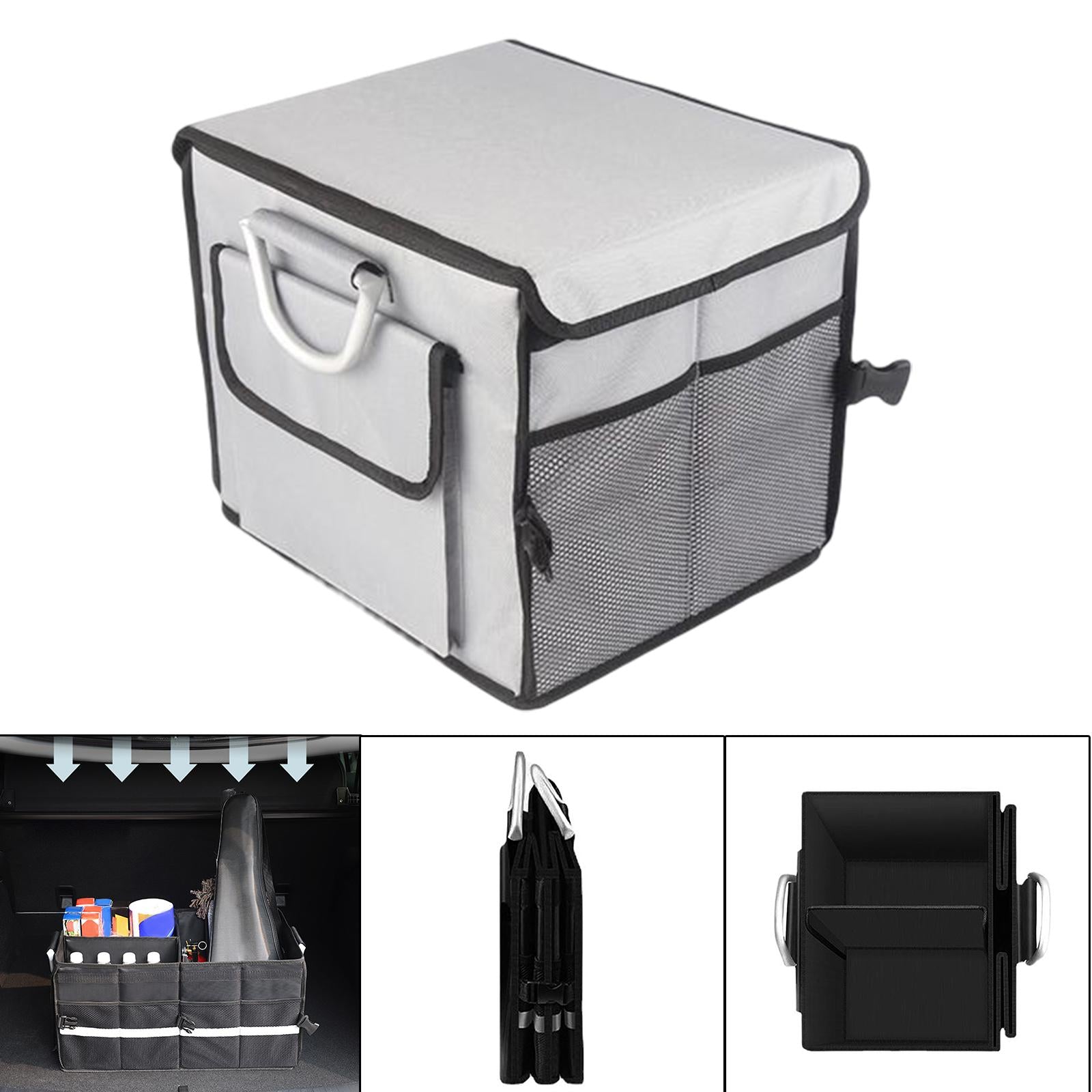 28L Oxford Fabric Collapsible Car Cargo Storage Organizer Grey