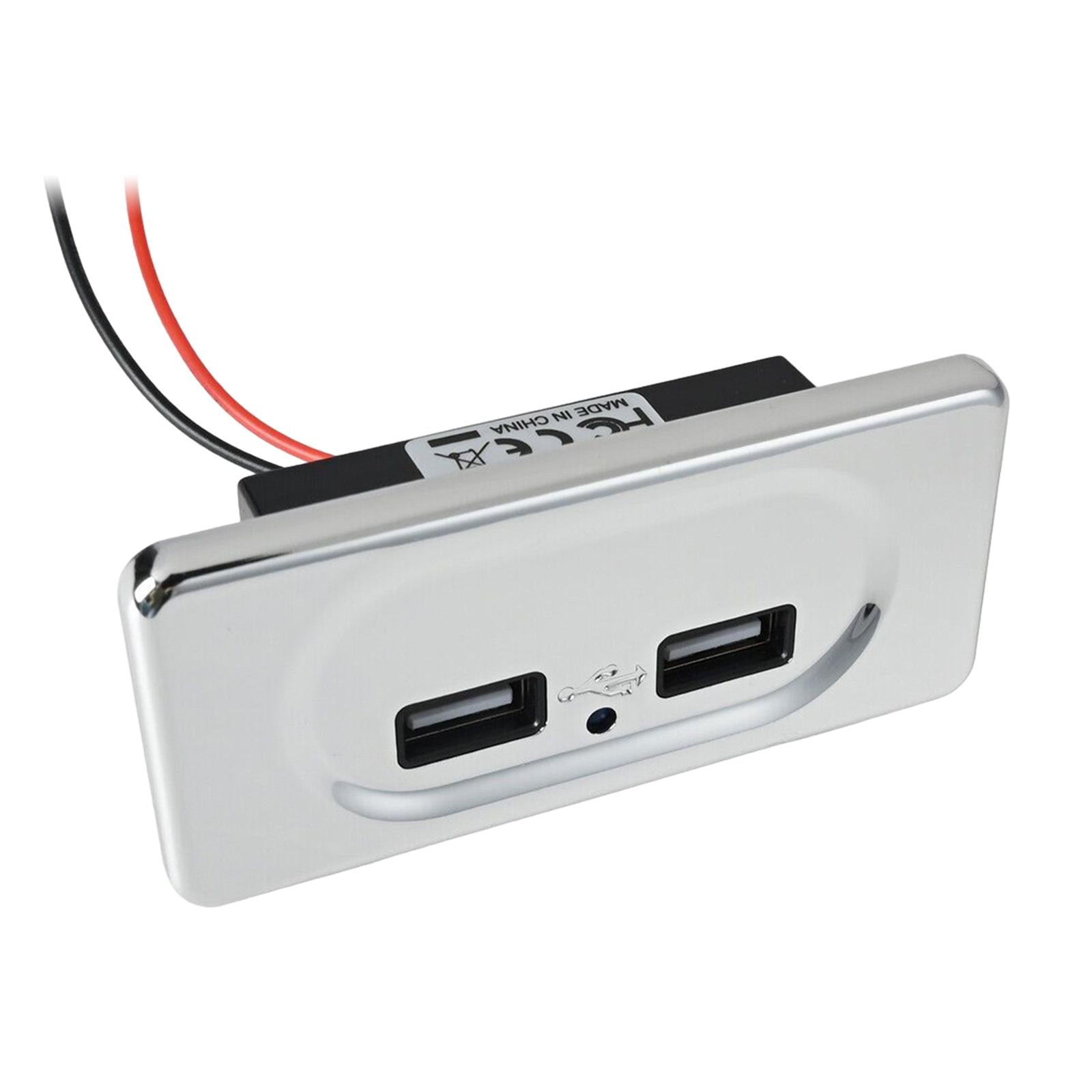 12V - 24V Car Dual USB Charger Socket for Car Digital Camera Tablet 3.1A Silver