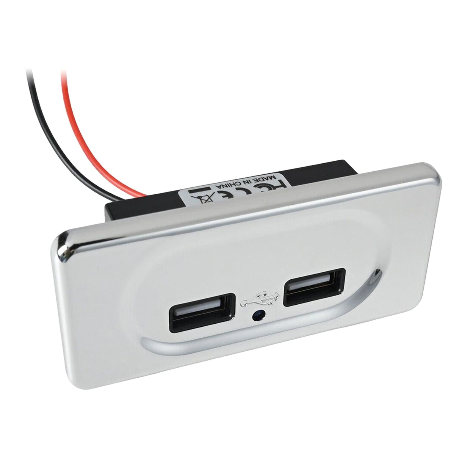 12V - 24V Car Dual USB Charger Socket for Car Digital Camera Tablet 4.8A Silver