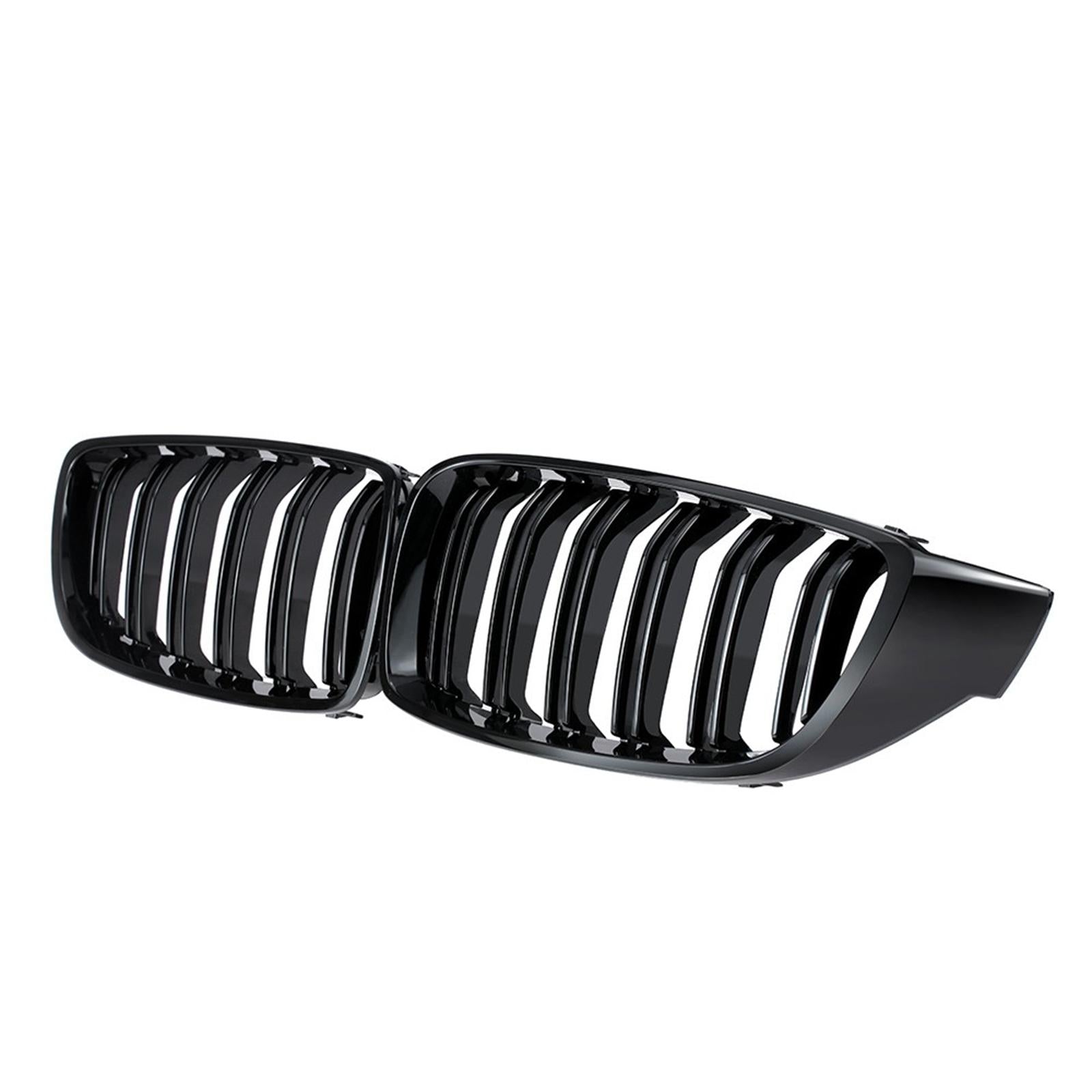 2 Pieces Front Kidney Grille Gloss Black Replace for BMW