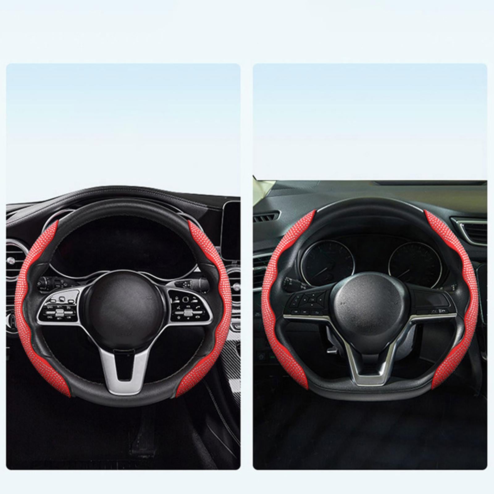 2Pcs Steering Wheel Covers Non Slip Durable for Diameter 38cm Truck Red white