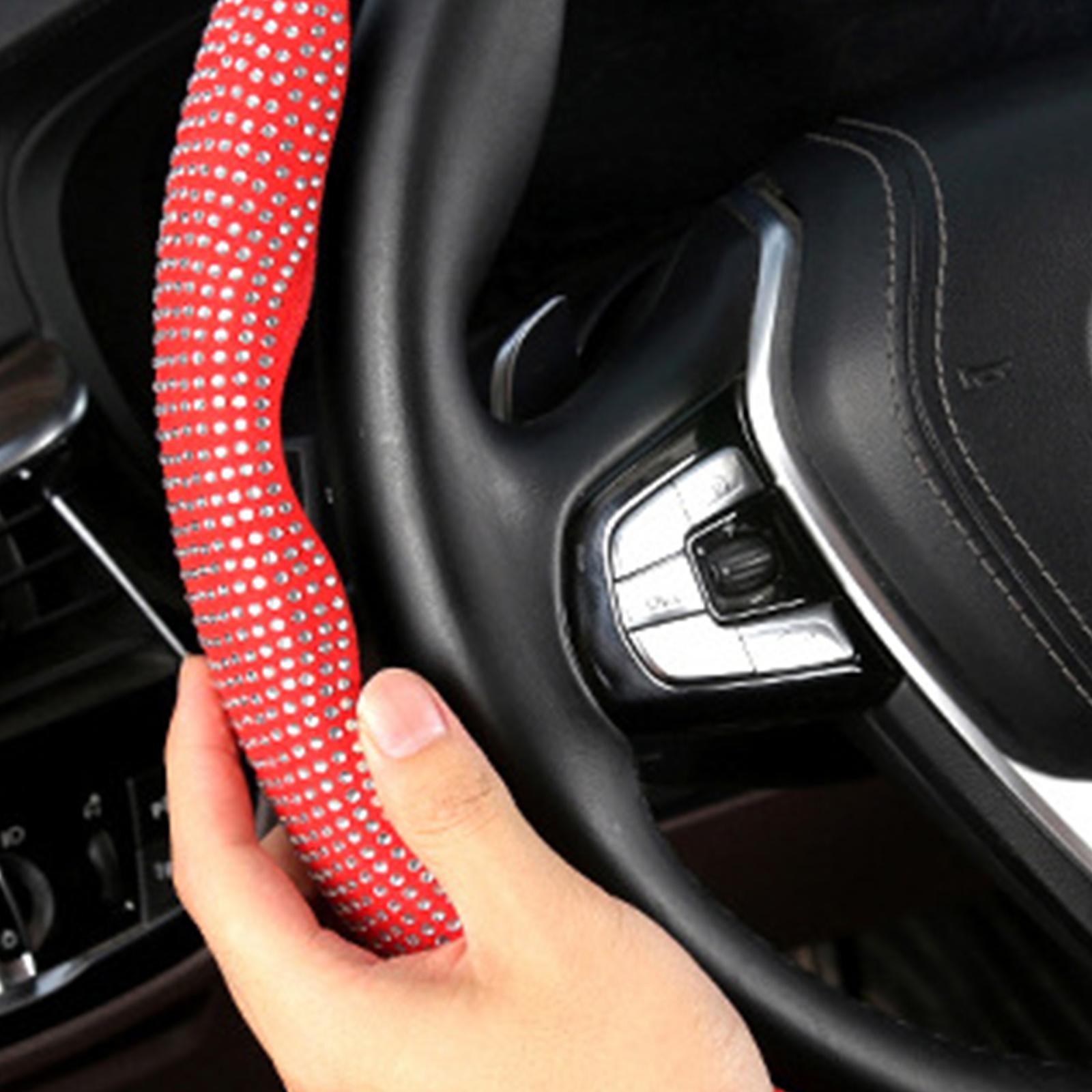 2Pcs Steering Wheel Covers Non Slip Durable for Diameter 38cm Truck Red white