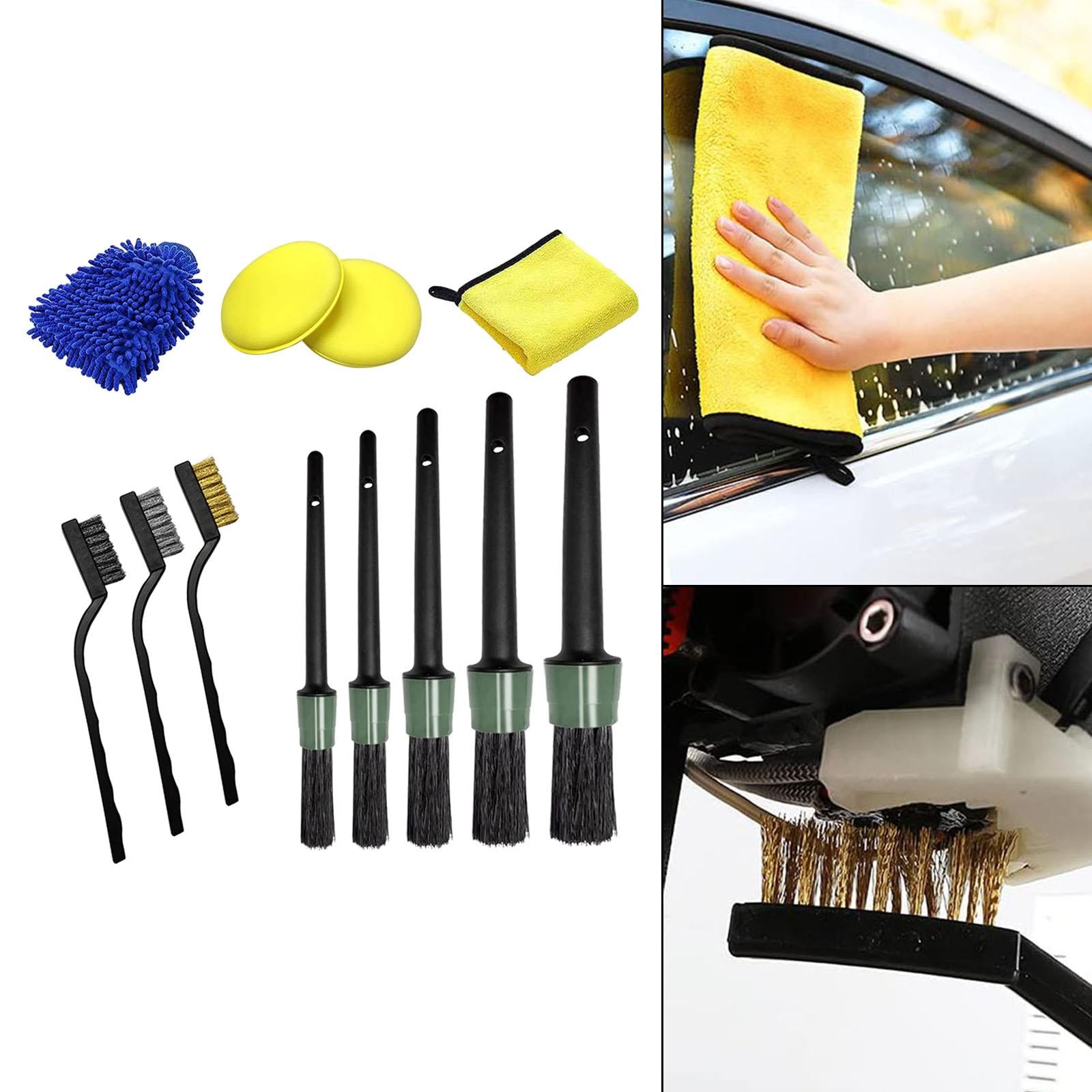 12x Car Detailing Brushes Set Microfiber Sponge for Wheel Dashboard