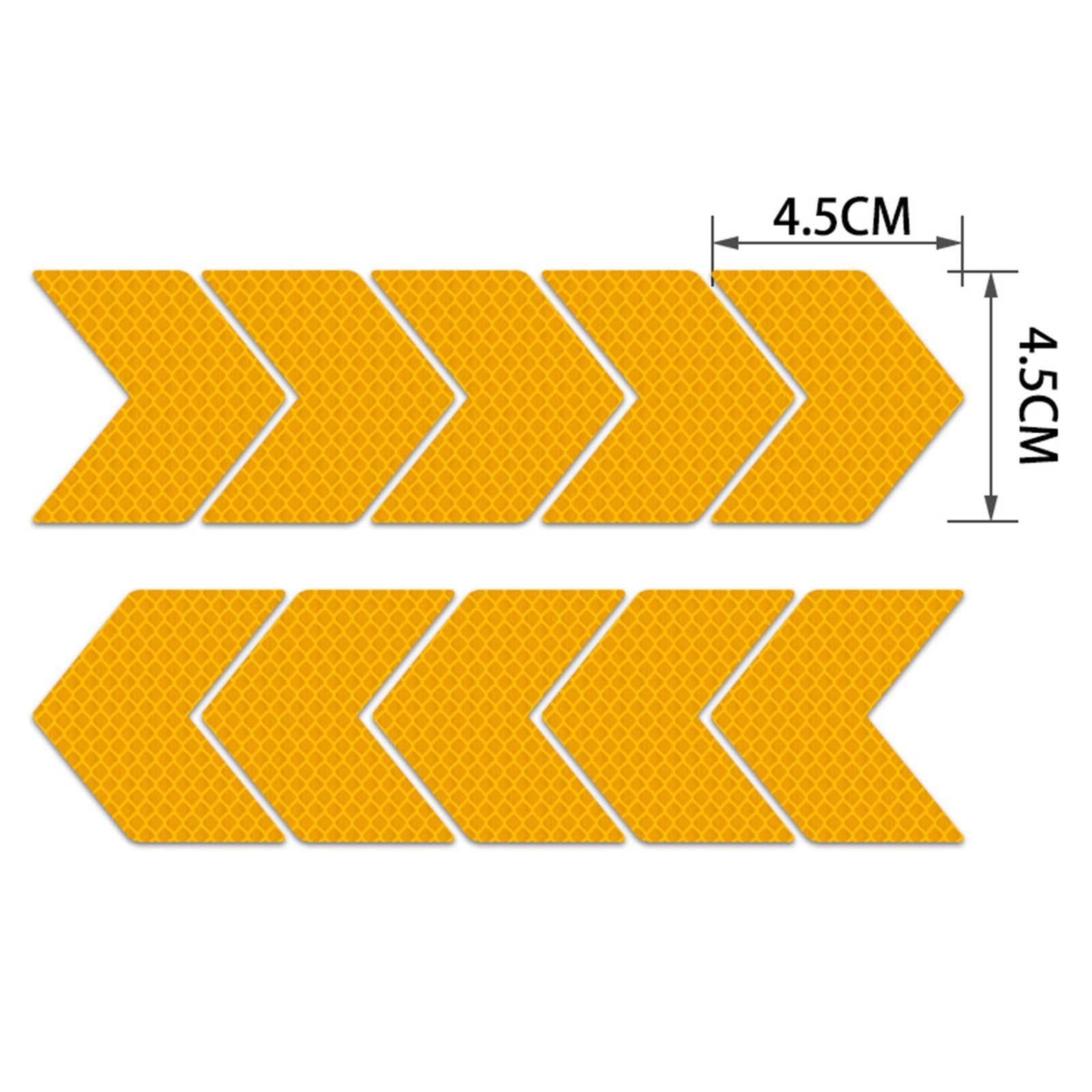 10x Arrow Reflective Stickers Night Sign Self Adhesive for Truck Yellow