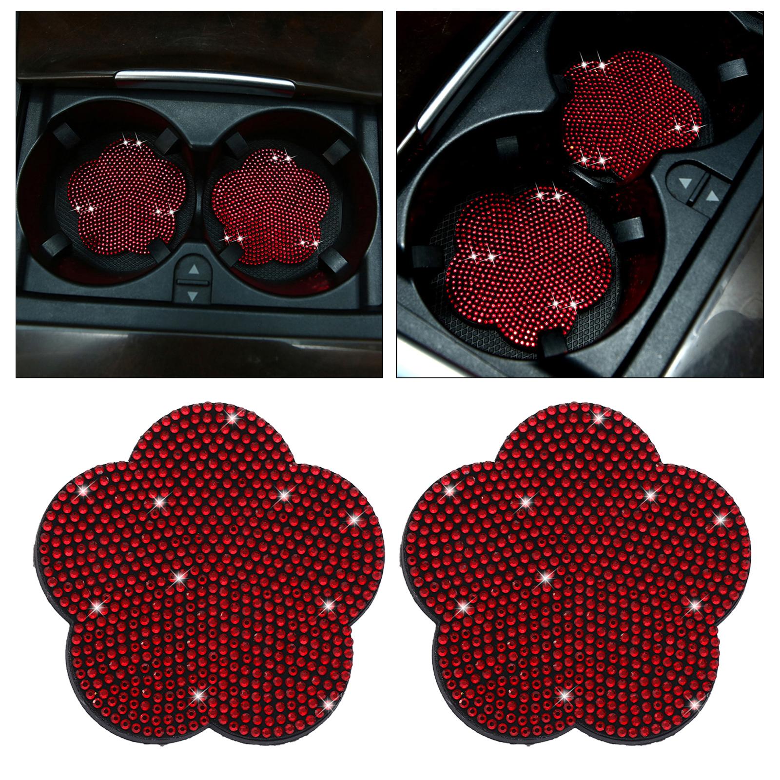 2 Pieces Car Coaster Water Cup Bottle Holder Pad Mat for Women Men Red