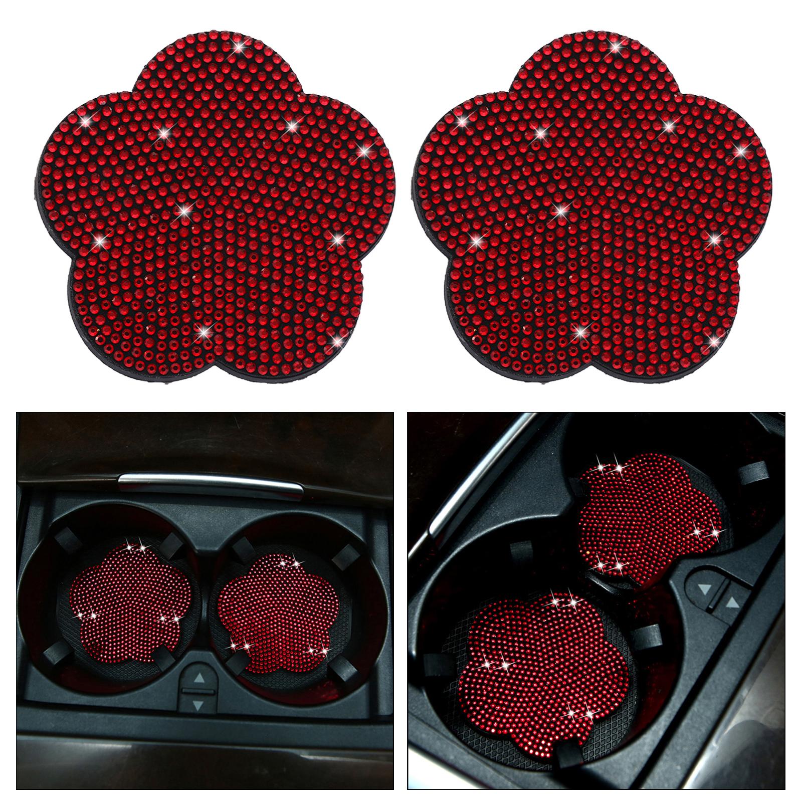 2 Pieces Car Coaster Water Cup Bottle Holder Pad Mat for Women Men Red