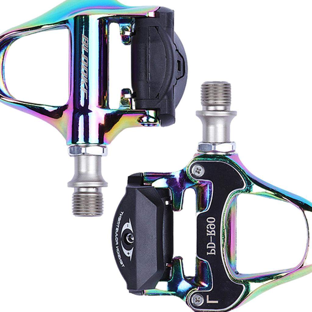 2Pcs Double Use Clipless Pedals & Flat Pedal Fits Shimano SPD Mountain Bike Multicolor