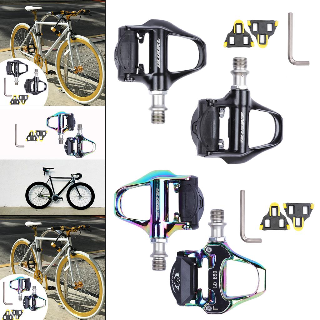 2Pcs Double Use Clipless Pedals & Flat Pedal Fits Shimano SPD Mountain Bike Multicolor