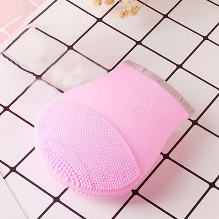 Electric Silicone Facial Cleansing Brush Sonic Vibration Massage USB Rechargeable Smart Ultrasonic Face Cleaner Beauty Tool(Rose red)