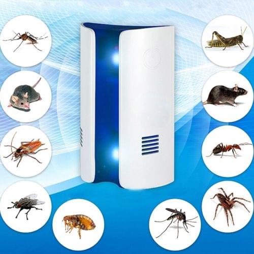 Electromagnetic Wave Frequency-conversion Double Waves Multi-function Mosquito Repellent Ultrasonic Pest Repeller, EU Plug(White)