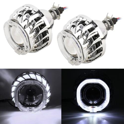 IPHCAR F2S 2 PCS H1 2.5 inch 12V Double Light Bi-Xenon Projector Lens Headlight with Light Bulb for Right Driving (White Light)