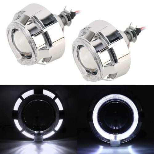 IPHCAR M99 2 PCS H1 2.5 inch 12V Double Light Bi-Xenon Projector Lens Headlight with Light Bulb for Right Driving (White Light)