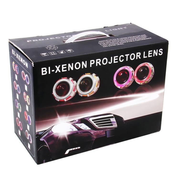 2 PCS H1 3.0 inch 12V Bi-Xenon Projector Lens Headlight Kit with Exquisite Angle Eyes Decoration(Blue Light)