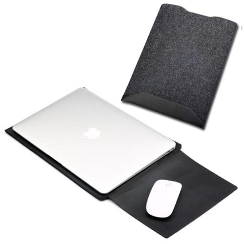 Laptop Crazy Horse Texture Fur Felt Inner Bag for MacBook 12 inch (Black)