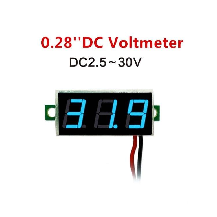 10 PCS 0.28 inch 2 Wires Adjustable Digital Voltage Meter, Color Light Display, Measure Voltage: DC 2.5-30V (Blue)