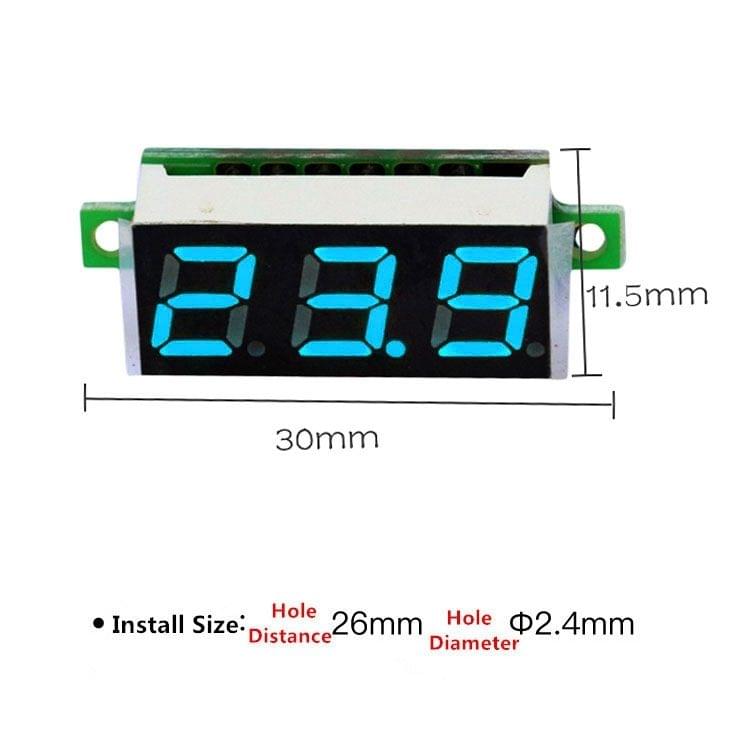 10 PCS 0.28 inch 2 Wires Adjustable Digital Voltage Meter, Color Light Display, Measure Voltage: DC 2.5-30V (Blue)