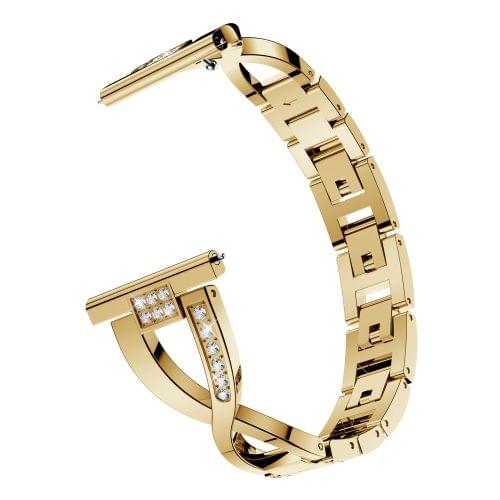 X-shaped Diamond Stainless Steel Wrist Strap WatchBand for Galaxy Watch Active 20mm (Gold)