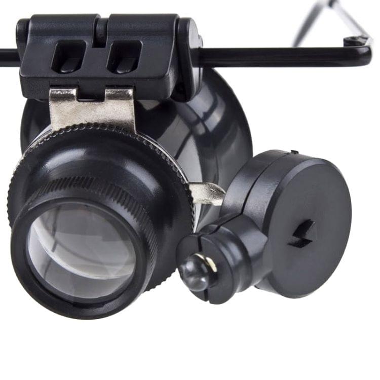 20X Glasses Type Watch Repair Loupe Magnifier with LED Light(Black)