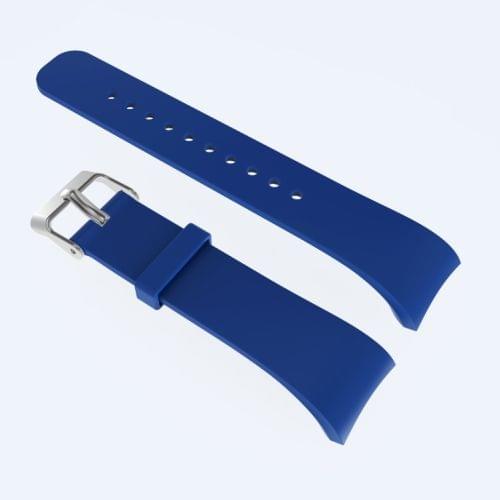 Solid Color Leather Wrist Strap Watch Band for Galaxy Gear Fit2 R360 (Dark Blue)