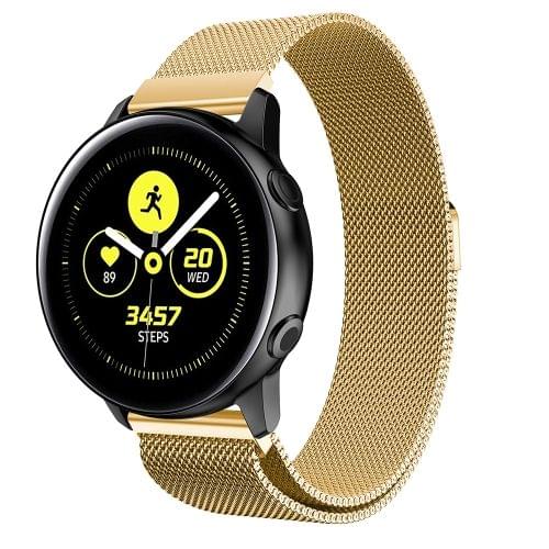 Milanis Magnetic Stainless Steel Mesh Wrist Strap WatchBand for Galaxy Watch Active 20mm (Gold)