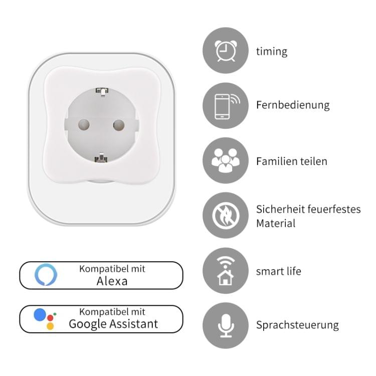 Smart WIFI Plug Alexa Smart Socket Mobile Phone Timing Switch Remote APP Control Smart Plug eu Rules white