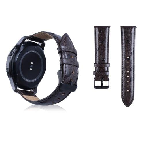 Ostrich Skin Texture Genuine Leather Wrist Watch Band for Samsung Gear S3 22mm (Coffee)