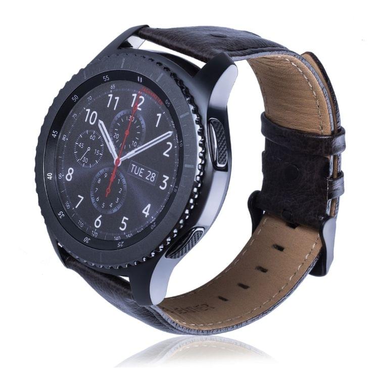 Ostrich Skin Texture Genuine Leather Wrist Watch Band for Samsung Gear S3 22mm (Coffee)