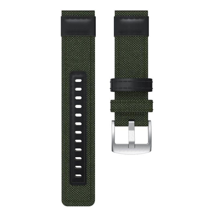 Canvas and Leather Wrist Strap Watch Band for Samsung Gear S2/Galaxy Active 42mm, Wrist Strap Size:135+96mm(Army Green)