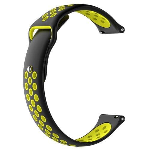 Double Color Wrist Strap Watch Band for Galaxy S3 Ticwatch Pro (Black Yellow)