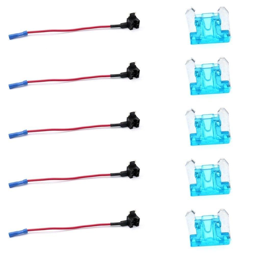 10Pcs 12V Car Add-a-circuit Low Profile Mini Fuse Tap Adapter Mini Blade Fuse Holder with 5Pcs 15A Fuses